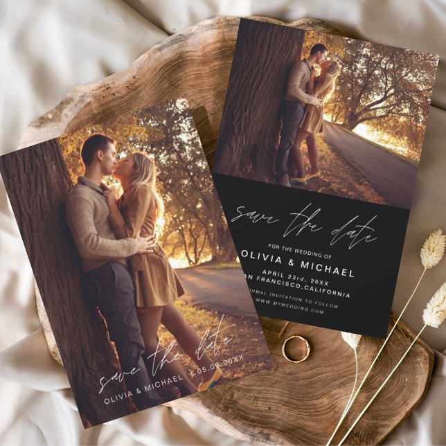 Save the Date Black White Handwritten Wedding (Creator Uploaded)