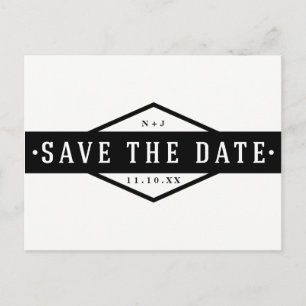 SAVE THE DATE Black & White Modern Rustic Announcement Postcard