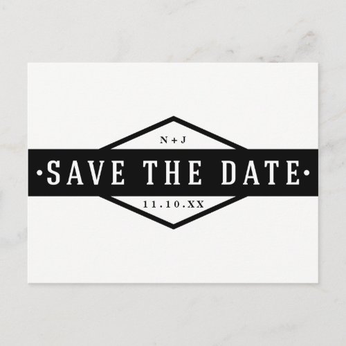 SAVE THE DATE Black  White Modern Rustic Announcement Postcard