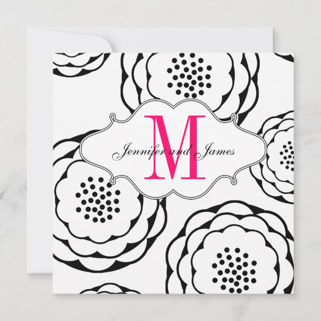 Save The Date Black White Pink Wedding Invitation (Front)