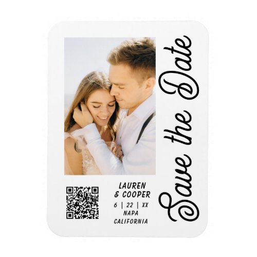 Save The Date Black White Stylish Modern Wedding Magnet