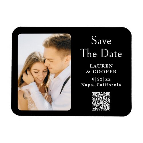 Save The Date Black White Stylish Modern Wedding Magnet