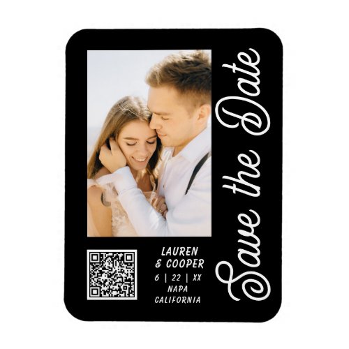 Save The Date Black White Stylish Modern Wedding Magnet