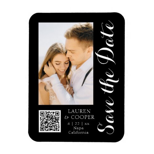 Save The Date Black White Stylish Modern Wedding Magnet