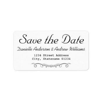 Save The Date Black White Wedding Label by CustomizedCreationz at Zazzle