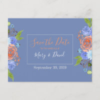 Save the Date Blue and peach Announcement Postcard