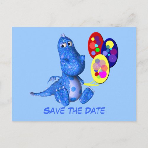 Save The Date Blue Dragon Balloons Postcard