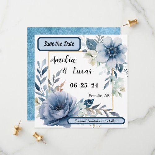 Save the Date Blue Floral