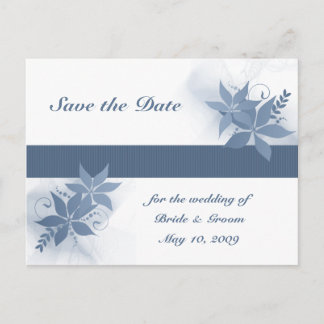 Save the Date - Blue Floral Postcard