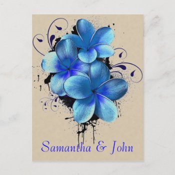 Save The Date - Blue Flowers Announcement Postcard by itsyourwedding at Zazzle