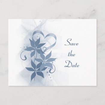 Save The Date Blue Foral Postcard by AJsGraphics at Zazzle