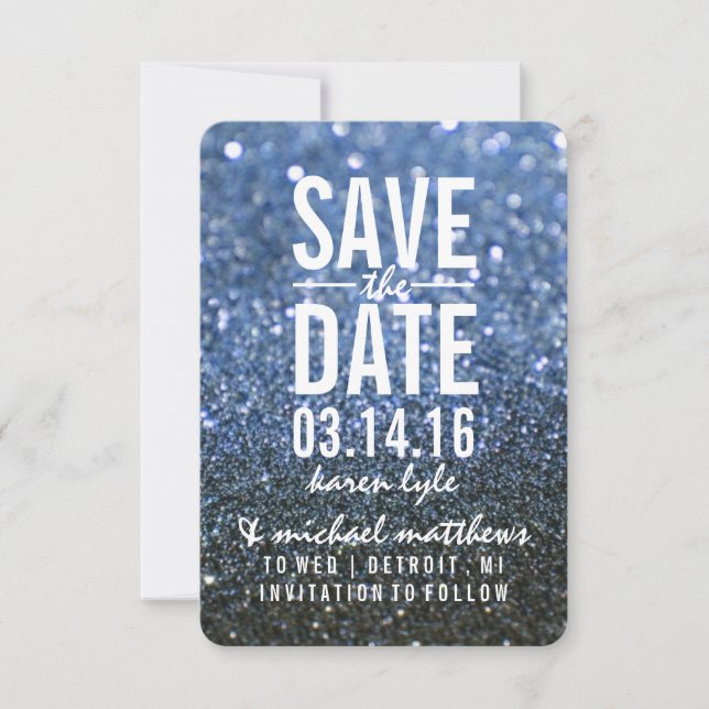 Save the Date | Blue Lit Nite Fab Invitation (Front)