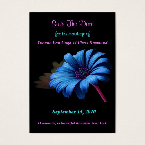 Save The Date Blue Orange Yellow Daisy Business Cards
