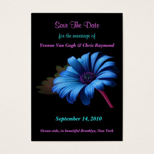 Customizable Save The Date Blue Orange Yellow Daisy Business Cards