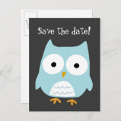 "Save the Date!" Blue Owl Custom Announcement Postcard (Front/Back)