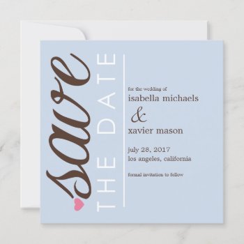 Save The Date | Blue Save The Date Announcement by PinkMoonPaperie at Zazzle