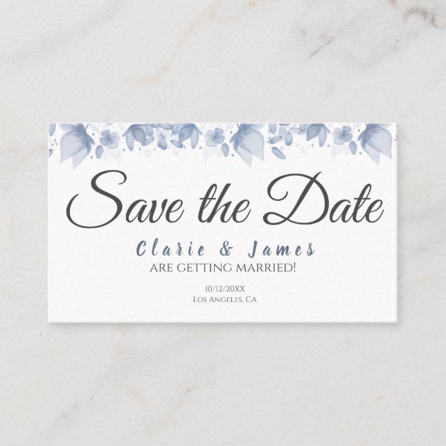 Save the Date Blue Watercolor Announcement Postcar (Front)