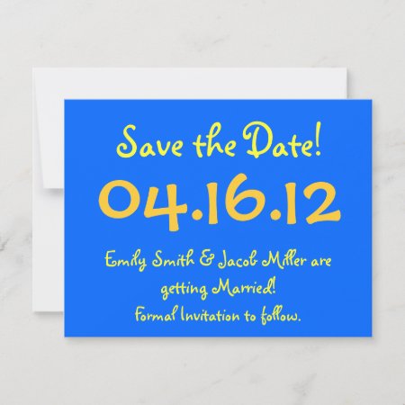 Save The Date Blue & Yellow Invitation