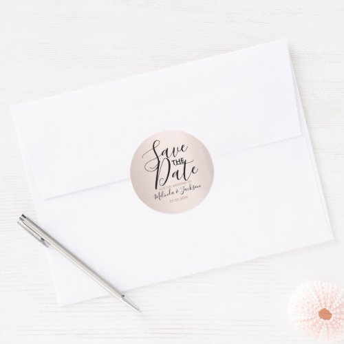 Save the Date  Blush Classic Round Sticker