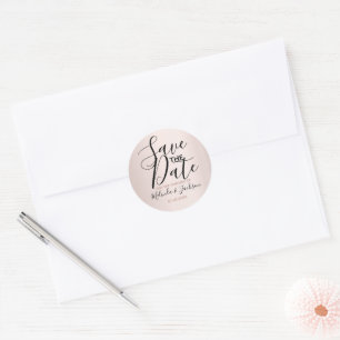 Save the Date Blush Classic Round Sticker