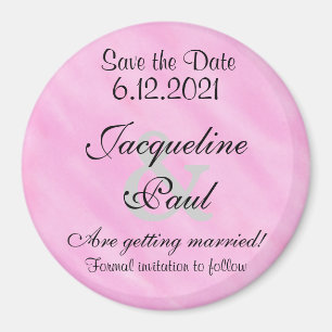 Save the Date Blush Pink White Watercolor Magnet