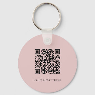 Save The Date Blush QR Code Wedding Keychain