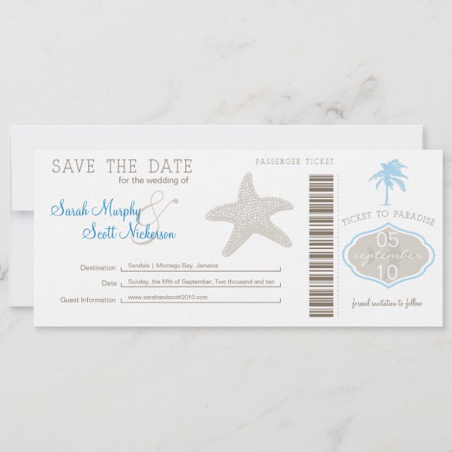 Save the Date Boarding Pass (Front)