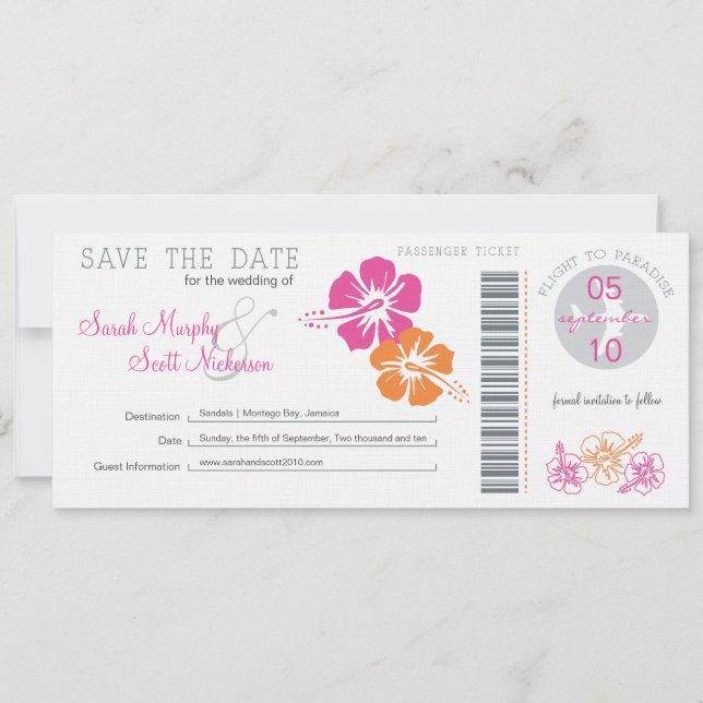 Save the Date Boarding Pass (Front)