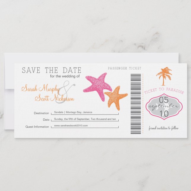 Save the Date Boarding Pass (Front)