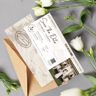 Save The Date Boarding Pass Cruise Wedding Invitation