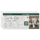 Save The Date Boarding Pass Emerald Green Travel