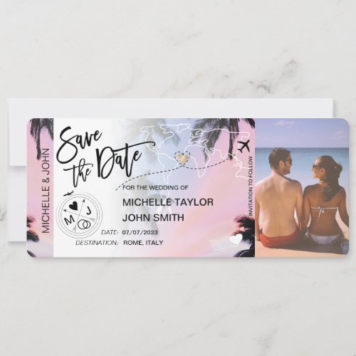Save the Date Boarding Pass Palm Beach Invitation