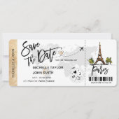 Save the Date Boarding Pass Paris Wedding Invitation (Front)