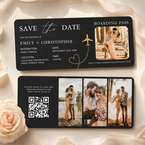 Save the Date Boarding Pass Plane QR Code