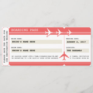 Save the Date Boarding Pass Ticket
