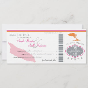 Save the Date Boarding Pass to Aruba