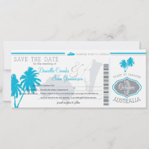 Save the Date Boarding Pass to Australia