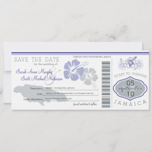 Save the Date Boarding Pass to Jamaica