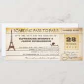 save the date boarding pass to paris france (Front/Back)
