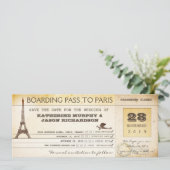 save the date boarding pass to paris france (Standing Front)