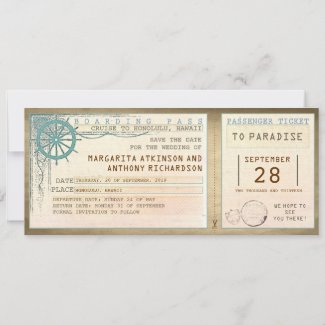 save the date boarding pass-vintage tickets