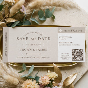 Save the Date Boarding Pass Wedding Plane Ticket Invitation
