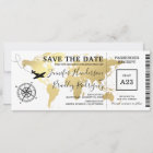 Save the Date Boarding Pass World Map