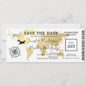 Save the Date Boarding Pass World Map (Front)