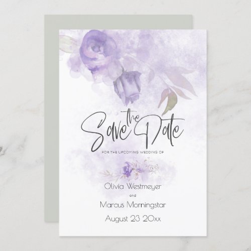 Save the Date Bohemian Light Purple Floral Invitation