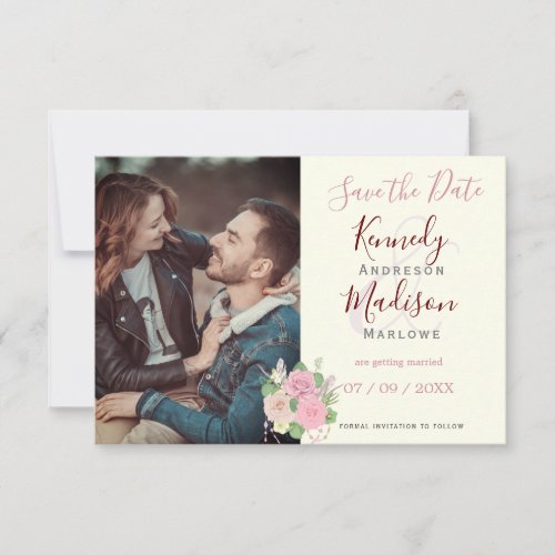 Save the Date Boho Floral Pink Postcard