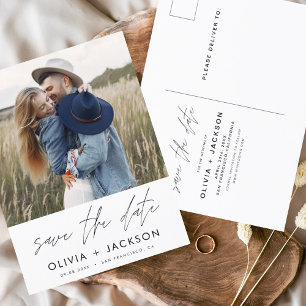 Save the Date Boho Minimalist Photo Modern Postcard