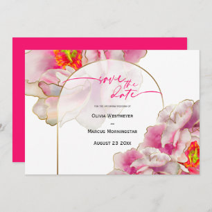 Save the Date Bold Beautiful Scarlet Peony Invi Invitation