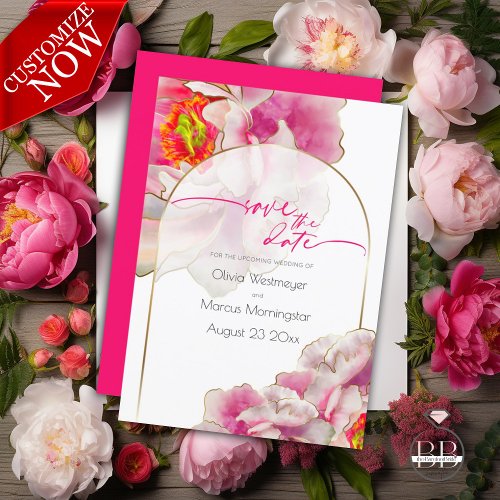 Save the Date  Bold Beautiful Scarlet Peony  Invitation