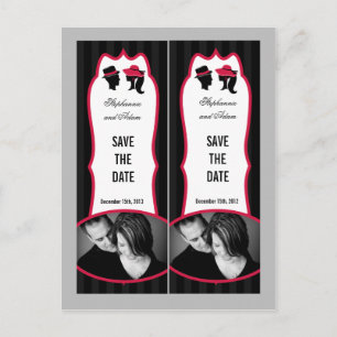 Save the Date Book Mark Favors Formal Hats Elegant Announcement Postcard